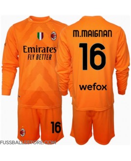 Günstige AC Milan Mike Maignan #16 Torwart Auswärts Trikotsatzt Kinder 2024-25 Langarm (+ Kurze Hosen)